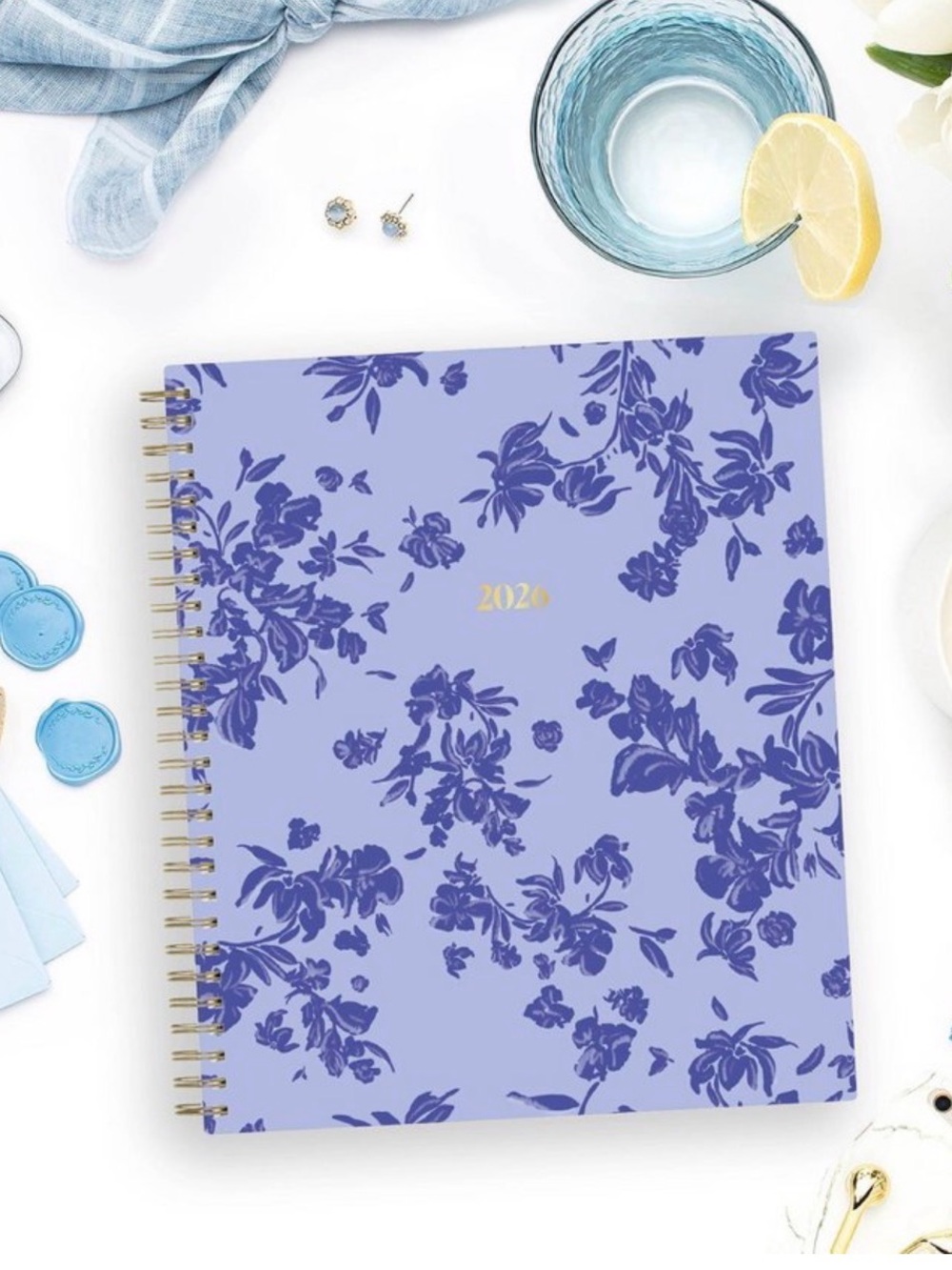 Floral Spiral Planner in Lavender and Deep Purple NWT